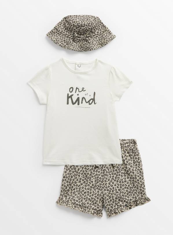 Animal Print T-Shirt, Shorts & Hat Up to 3 mths